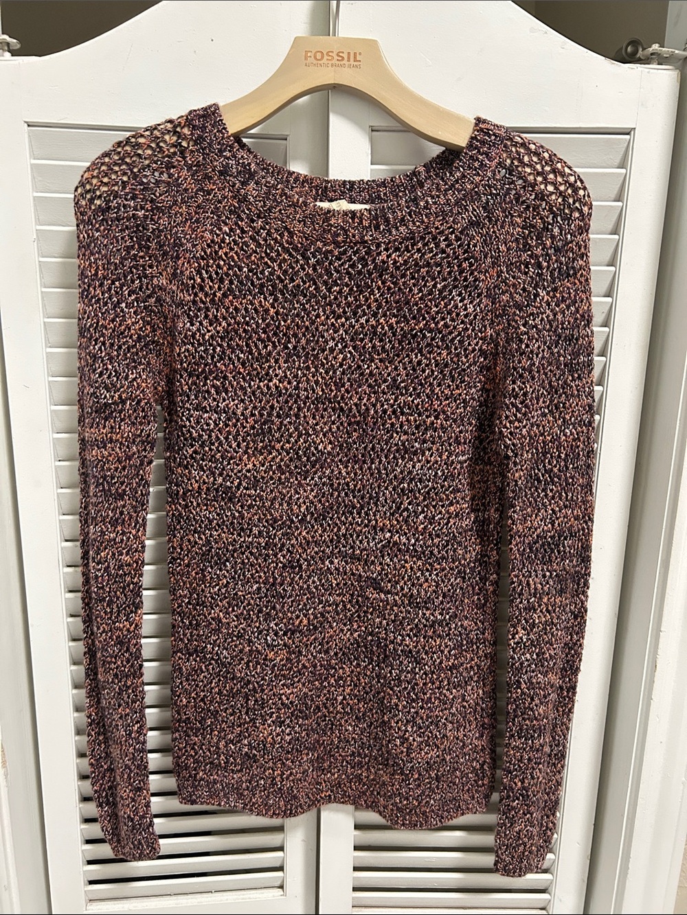 Club Monaco Marled Crewneck Sweater in Plum/Orange Mix